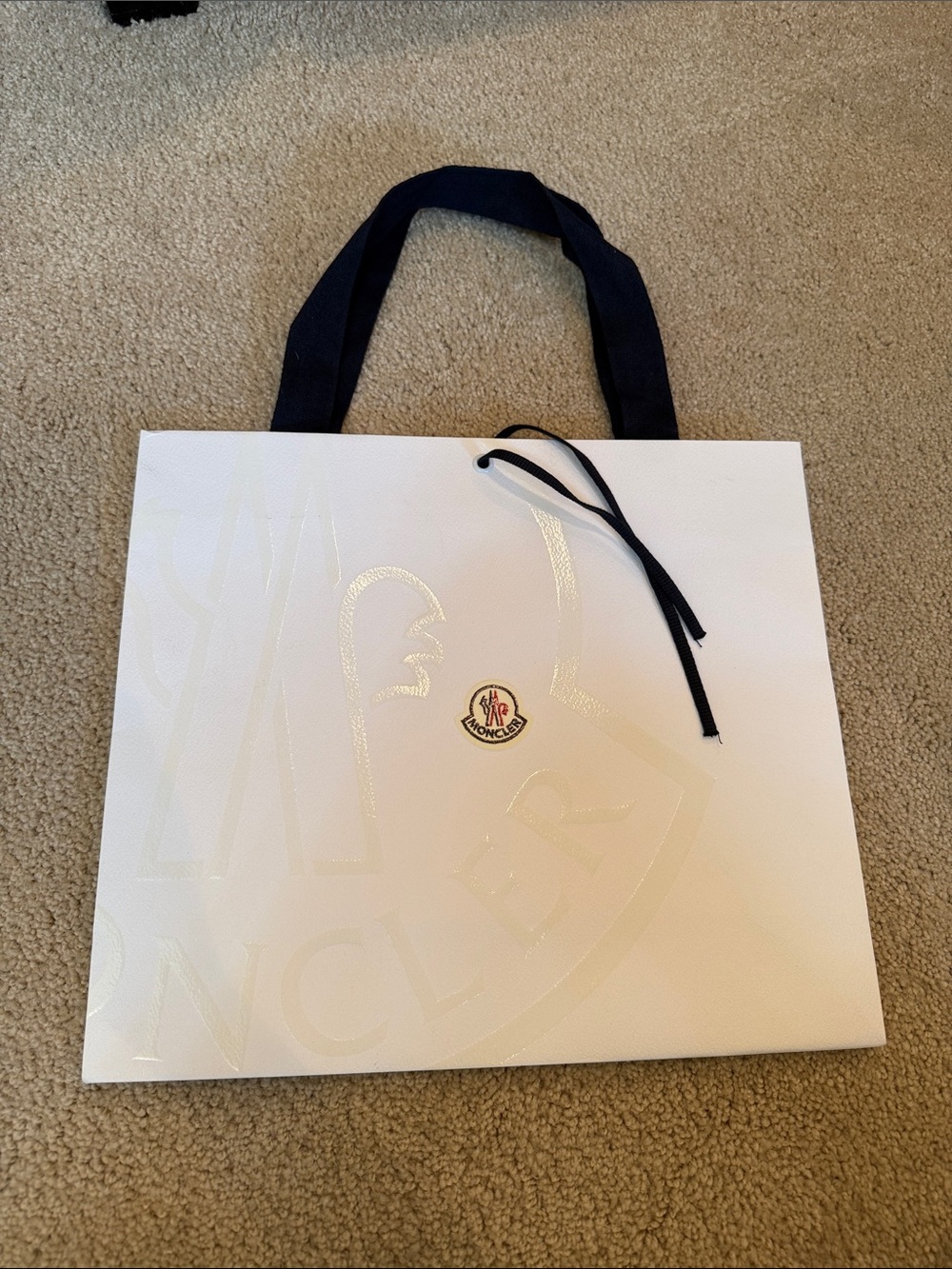 Moncler White Shopper Tote bag blue white red 14.25” x 12.25” x4.75” like new